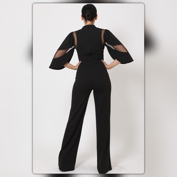 Black Semi Sheer Jumpsuit - Picture 5 of 7